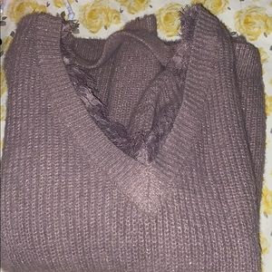 purple/ grey sweater